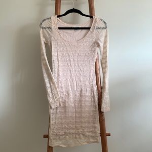 Lace off white fitted dress